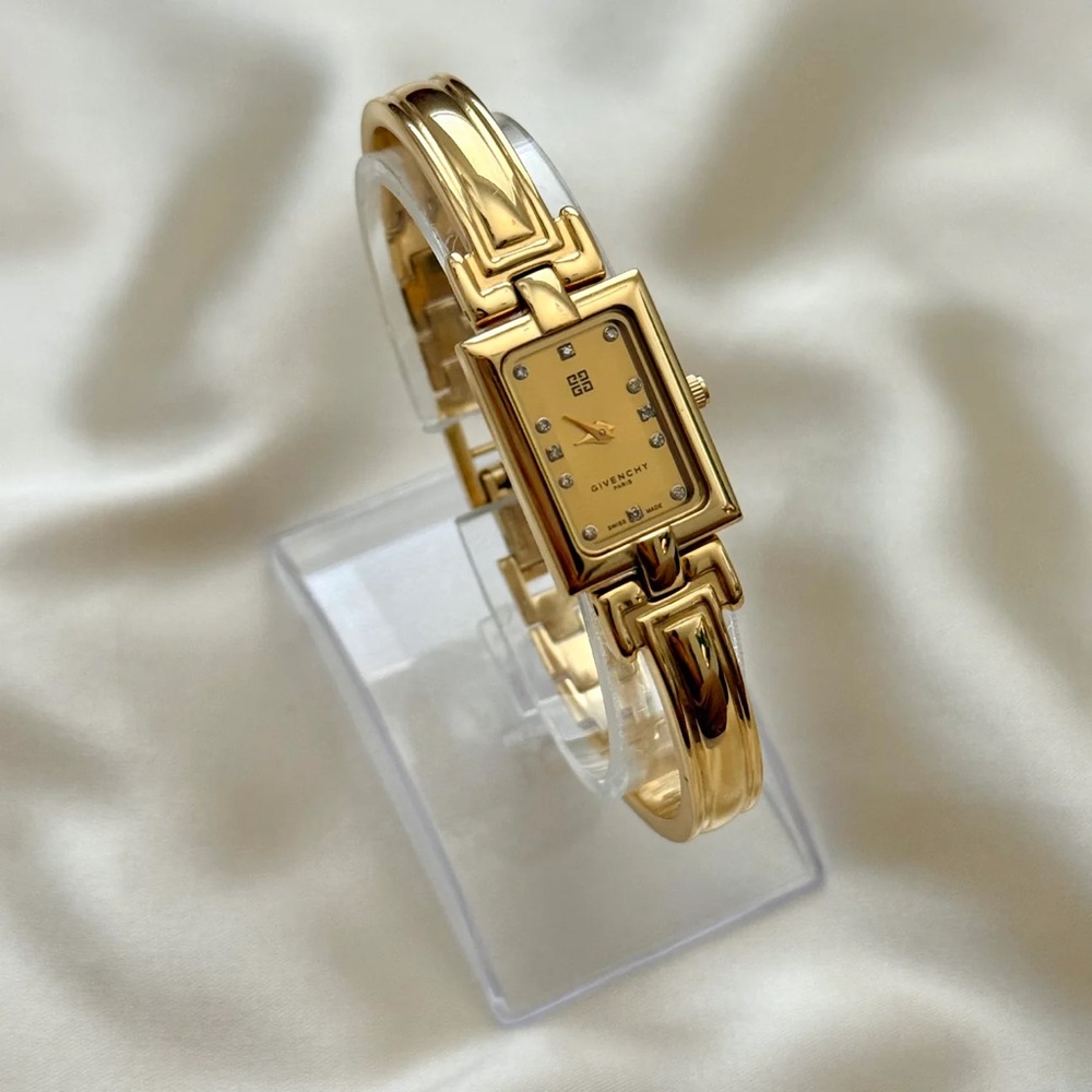 AUTHENTIC RARE VINTAGE GIVENCHY GOLD WATCH - WITH DIAMOND HOUR MARKERS - Picture 5 of 7